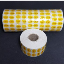 

STIKER LASA KUNING OVAL 20x10 mm isi 5000 pcs in ROLL