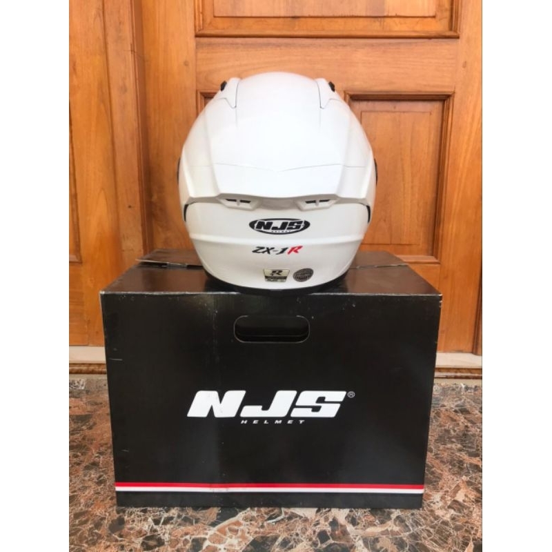HELM NJS ZX-1R SOLID WHITE ORIGINAL PRODUK