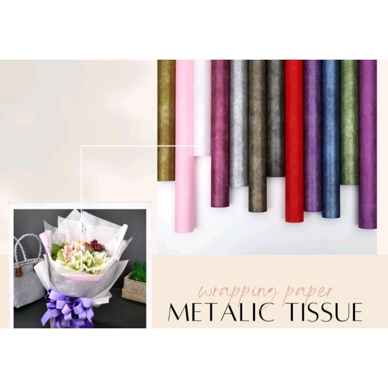 

FLOWER WRAPPING METALIC TISSUE PAPER PER PAK / KERTAS TISU METALIK GLOSSY / KERTAS TISU BUKET BUNGA / TISSUE COTTON PAPER FLOWER / PAPER BOUQUET / KERTAS BUNGA / BUNGKUS BOUQUET / WRAPPING TISSUE BOUQUET