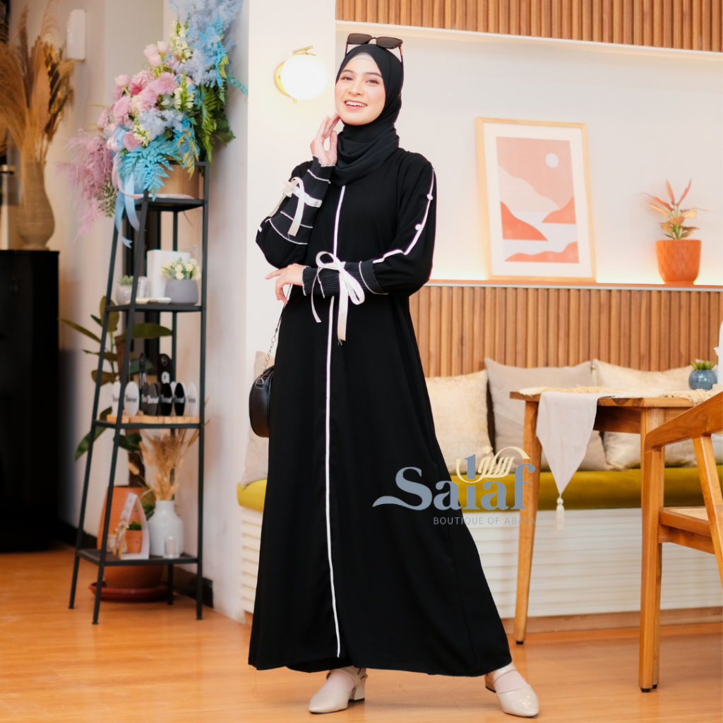 Gamis Hitam Abaya Turkey Bahan Kain Saudi-6