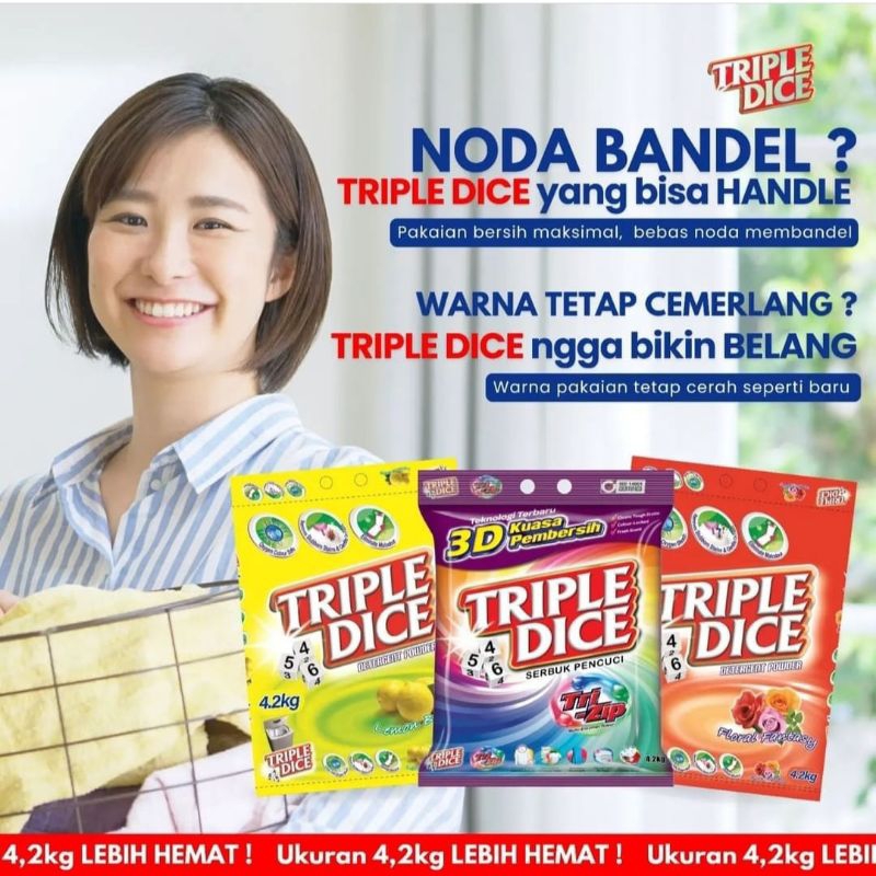 TRIPLE DICE DETERGEN | DETERGEN MERK DADU | DETERJEN TRIPLE DICE