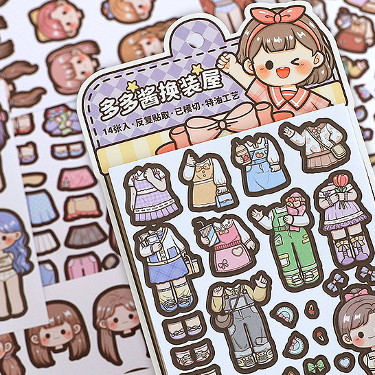 

Stiker Karakter Ganti Pakaian Cantik Imut Aksesoris Bling TLD109