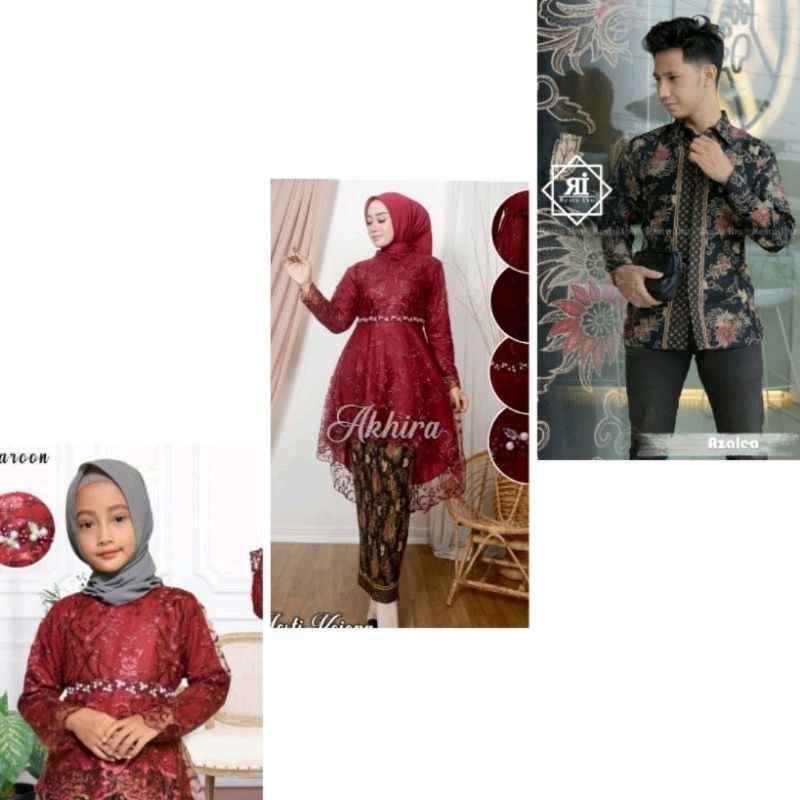 COUPLE KEBAYA MODERN SET KEBAYA LESTI SARIMBIT COUPLE KEBAYA IBU ANAK KEMEJA BATIK