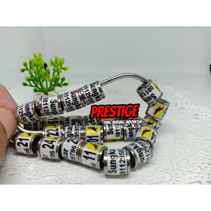 RING MERPATI RODA D'PRINTZ 1 CM PUTIH LIS BAJA BISA CUSTOM NAMA NO HP NO URUT WARNA DLL