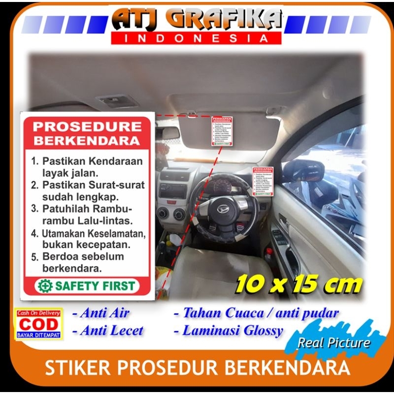 Stiker mobil motor prosedur berkendara sticker keselamatan safety riding
