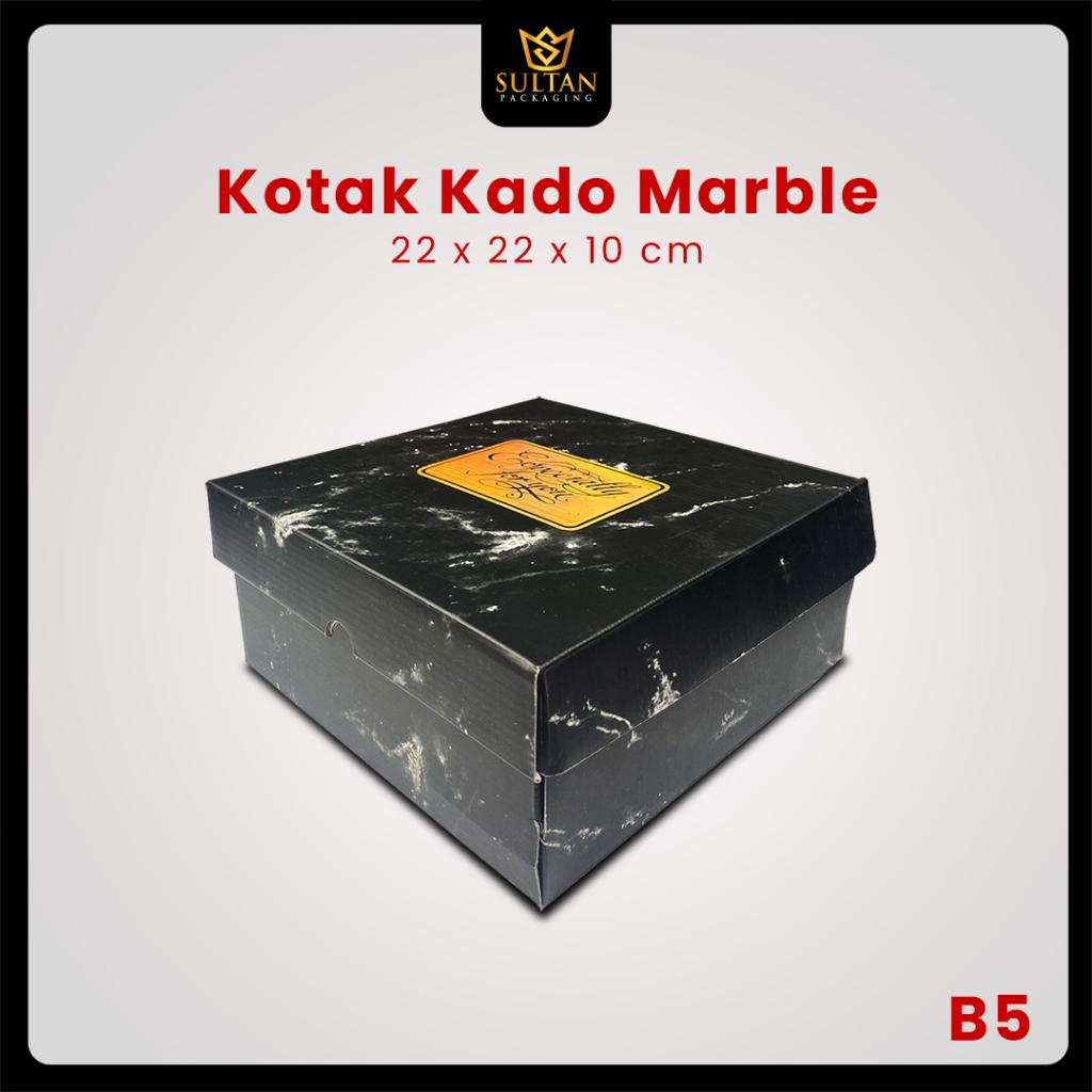 

Kotak Kado Marble - Box Kado Hitam - Kotak Hadiah - B5