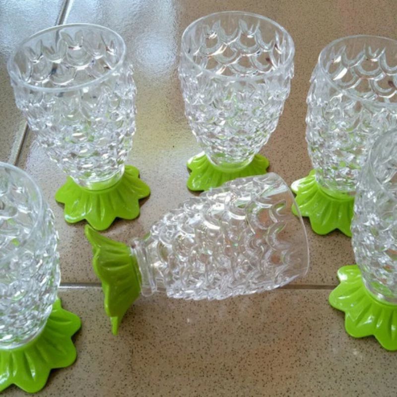 Gelas Motif Nanas Akrilik 6 Pcs