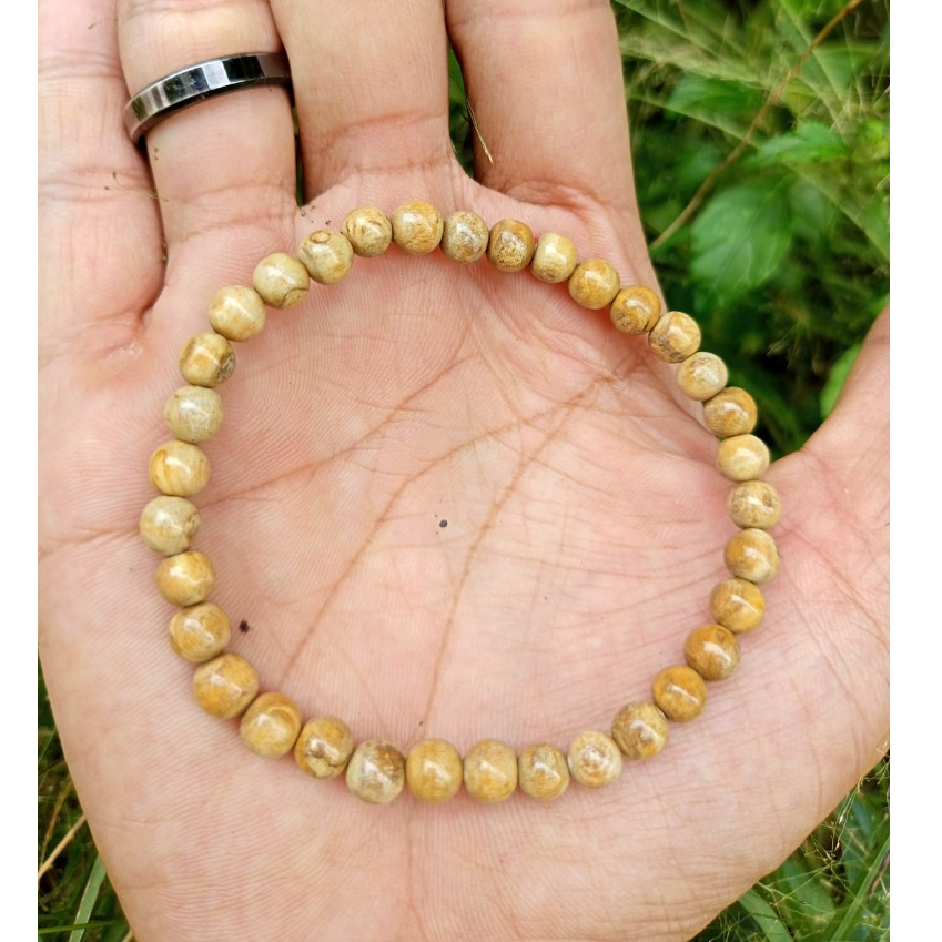 Gelang butiran akar bahar putih 6mm