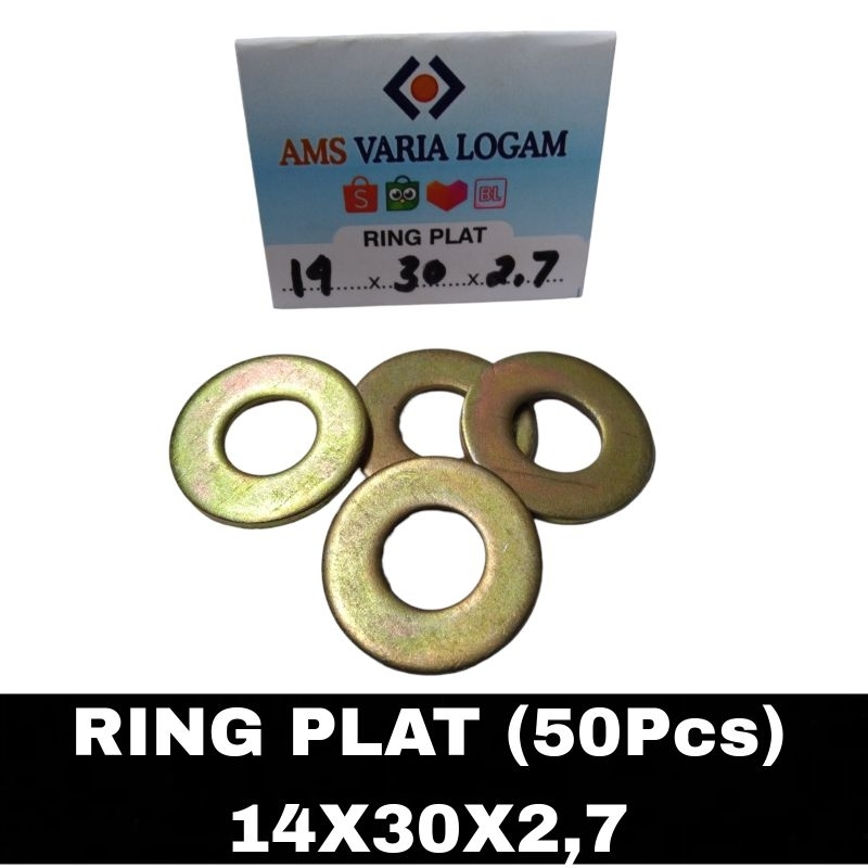 RING PLAT M14 ISI 50 PCS Kunci 22 / RING PLAT 14X30X2,7 / RING PLAT KUNCI 17 / RING PLAT M14