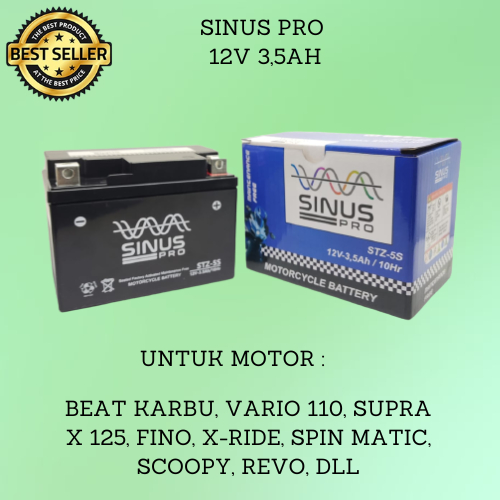 aki motor kering honda beat karbu 12v 3.5ah sinus pro