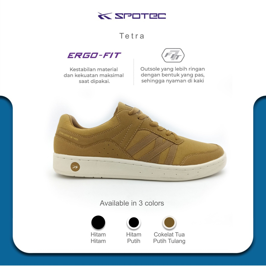 SPOTEC Sepatu SNEAKER Artikel TETRA-coklat tua/putih tulang | Original Spotec