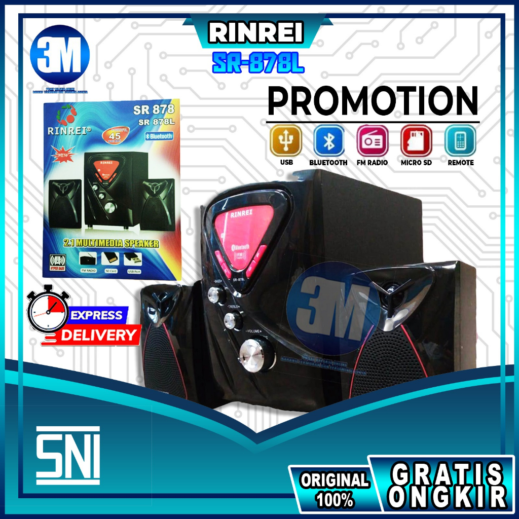 Speaker Bluetooth 878L Rinrei Garansi Resmi | Speaker Bass Bluetooth | Spiker Bass Bluetooth | Speak