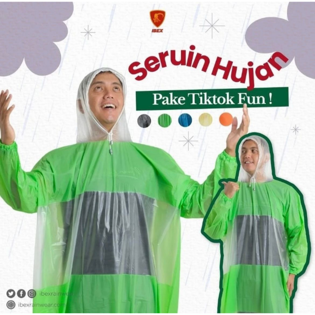 Ibex Tik Tok Fun -  Jas Hujan Ponco Lengan