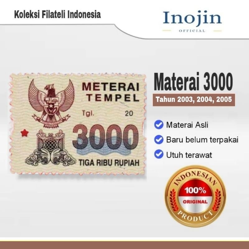 

Materai 3000 Tahun 2003 2004 2005 Perangko Matrai Tempel Asli Original