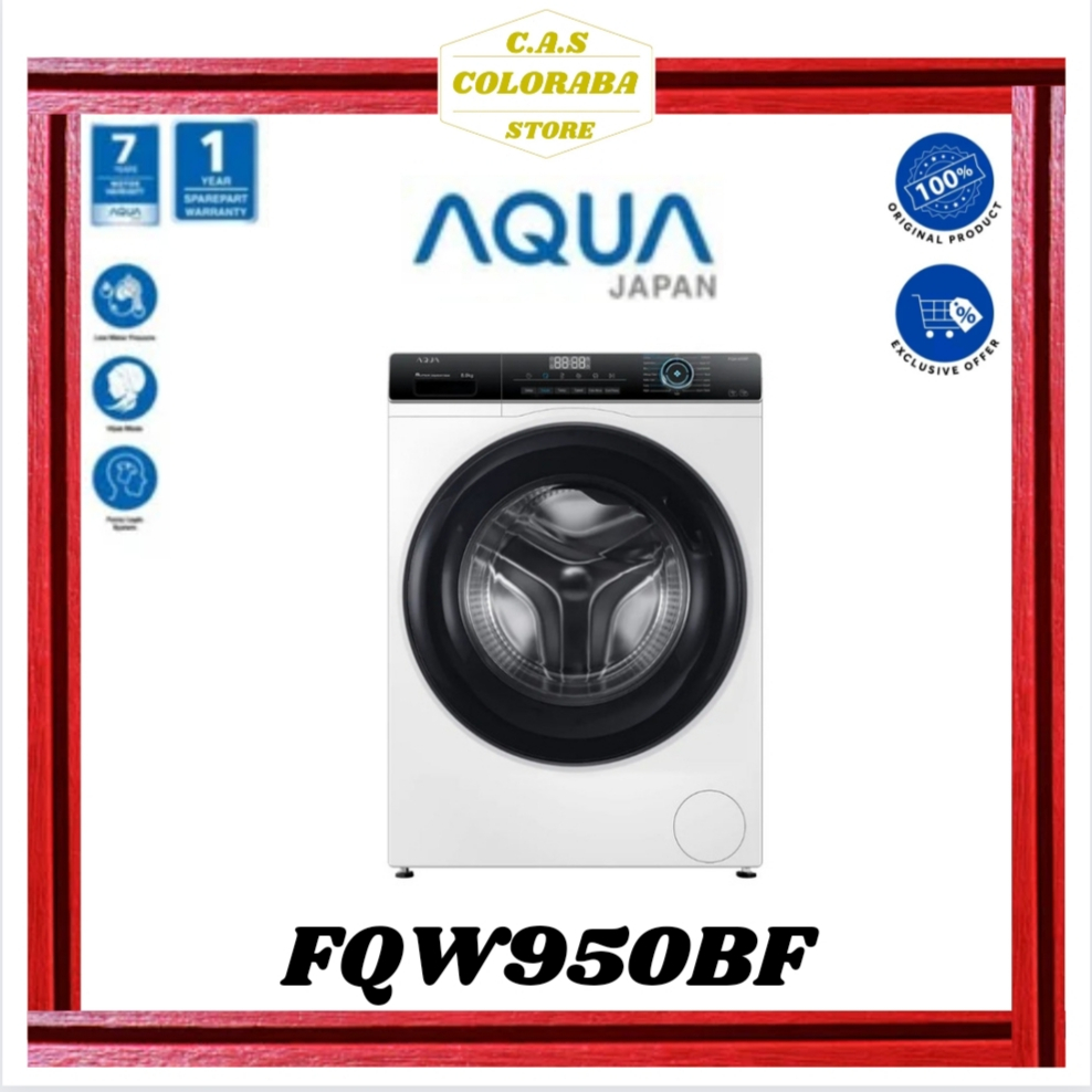 MESIN CUCI AQUA JAPAN FQW950BF MESIN CUCI FRONT LOADING 9 KG FQW950 MESIN CUCI AQUA 1 TABUNG 9 KG