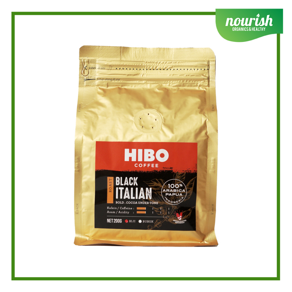 

Hibo, Organic Coffee Bean (Biji Kopi Organik) Black Italian 200gr-JktBar