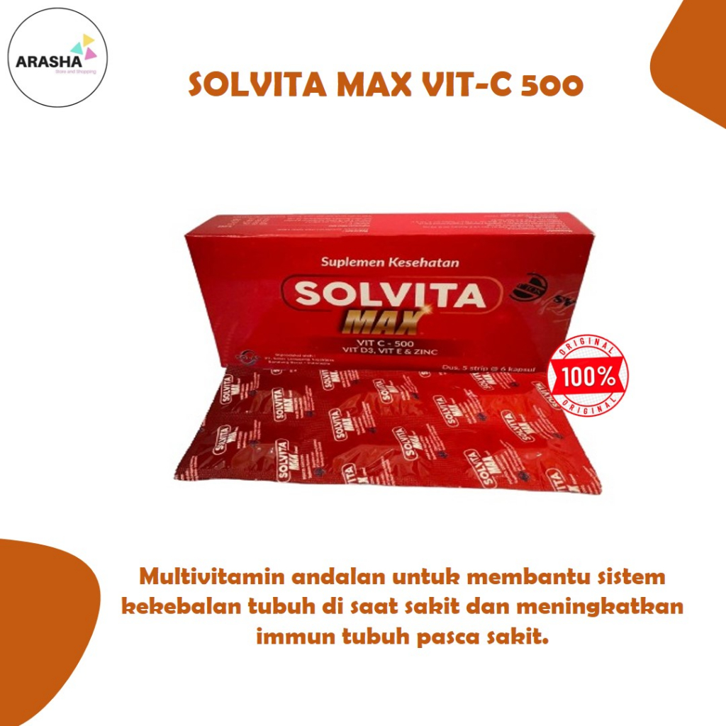 SOLVITA MAX VIT C 500 VIT D3 VIT E dan ZINC - PER BOX