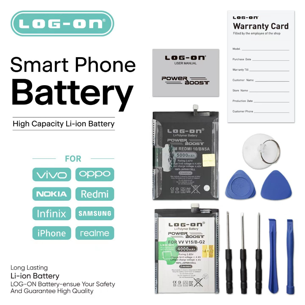 Log On-BN4A Xiaomi Redmi Note 7 BN-4A Power Boost Double IC Battery Baterai