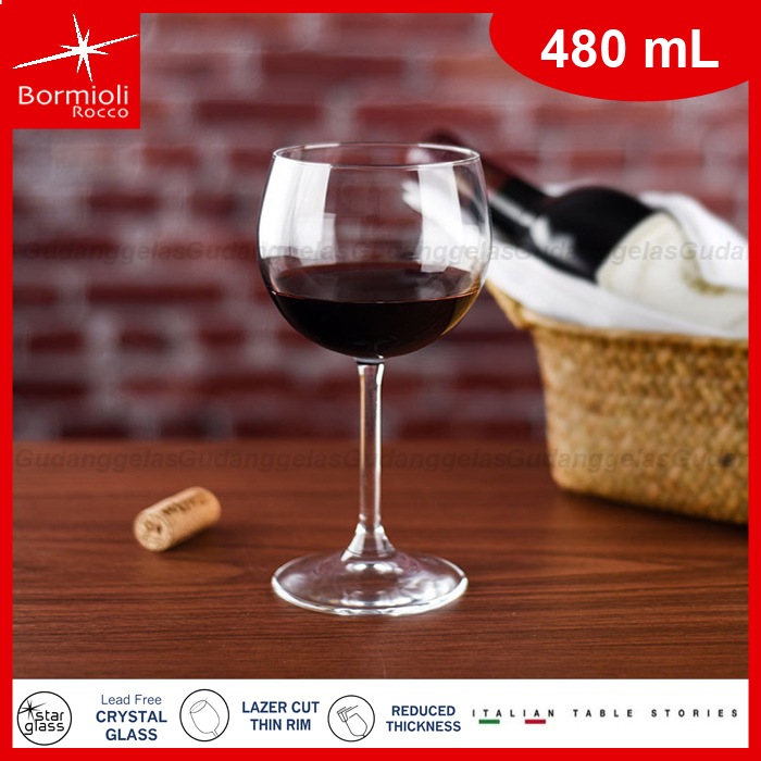 Bormioli Rocco Gelas Wine Kaki/Gelas Kristal/Gelas Kaca/Gelas Anggur/Bormioli Rocco Wine Glass