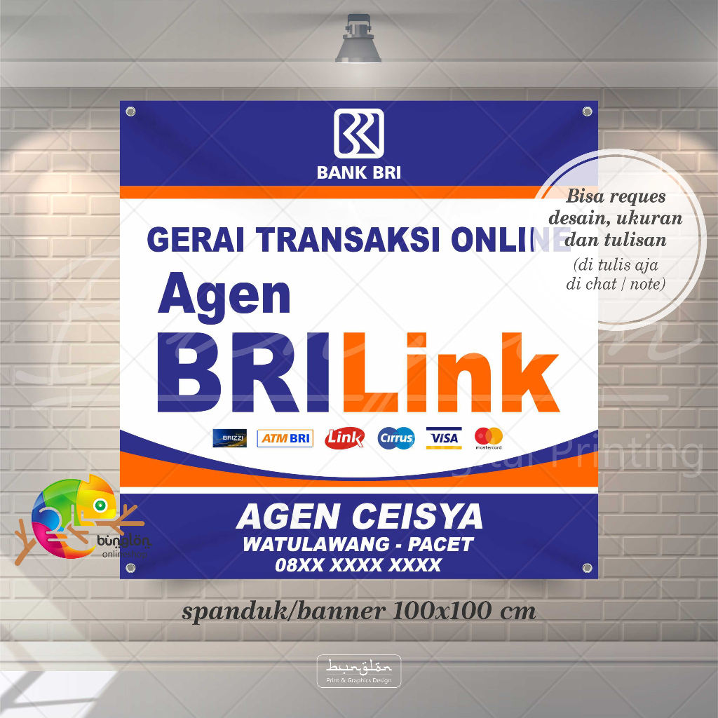 Size 100x100 Cm Spanduk Banner Agen Brilink