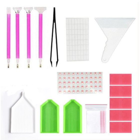 

5D DIY Diamond Painting Set Tool Kit / Peralatan Alat Tray Pen Glue Accessories Tag Tweezer Pinset