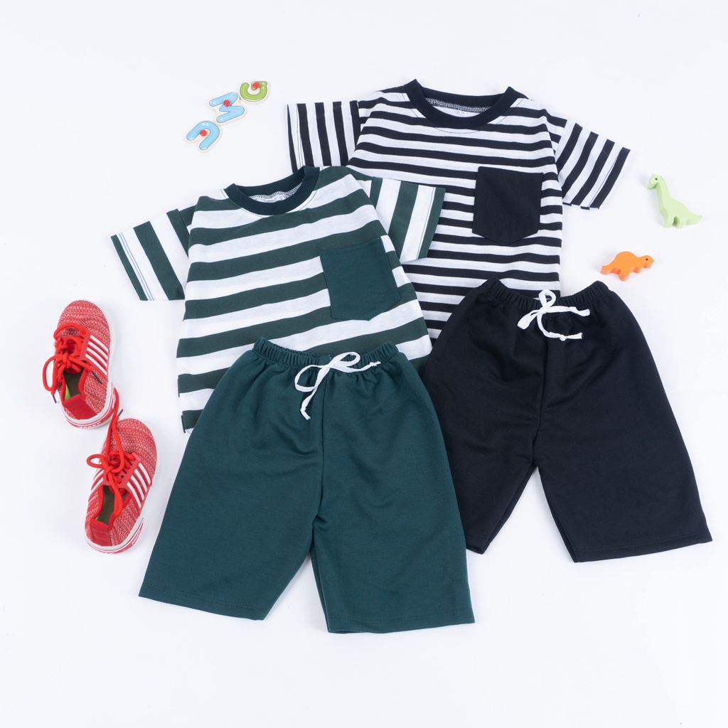 [SALE] SETELAN ANAK SALUR| SET KIANO SALUR KIDS | SET STRIPE ANAK COWOK CDE