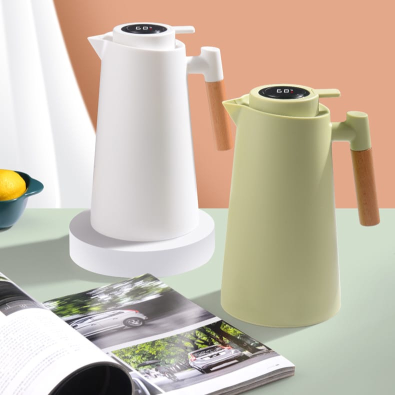 Termos/Teko Temperature Digital 1 Liter Teko Air Panas Gagang Kayu Elegant Asthetic/Termos Kopi/Term