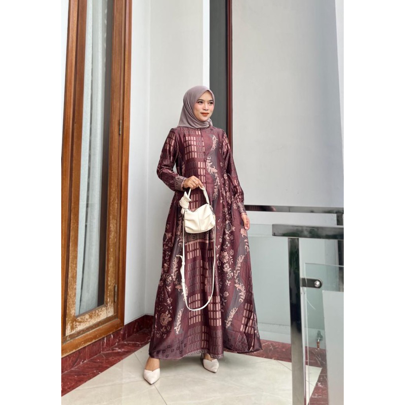 Dress motif  maxmara silk premium // gamis motif jumbo busui