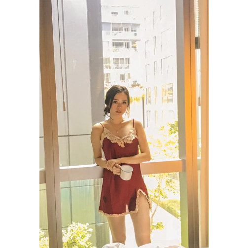 PRELOVED Pluffyschoice Victoria NightGown SLEEPWEAR Silk Gaun Tidur Daster Sexy Seksi Wanita Bobo Sa