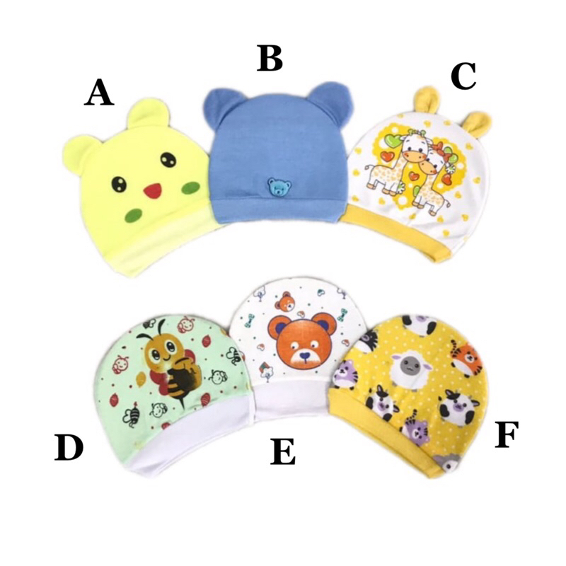 Topi bayi lucu kupluk baby newborn baru lahir MURAH simple polos pooh kurcaci renda cewek cowok