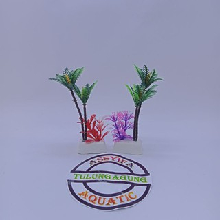 BUNGA PLASTIK HIASAN AQUARIUM MODEL KELAPA KECIL