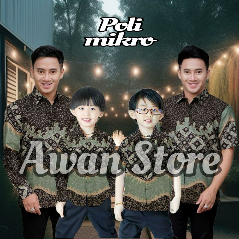 TERBARU Couple sweet || couple batik ayah dan Batik anak cowok BATIK Hijau Mint Batik Hijau Sage