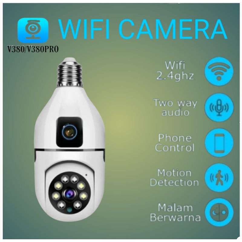 IP CAMERA CCTV WIFI V380 PRO DUAL CAMERA BOHLAM LAMPU