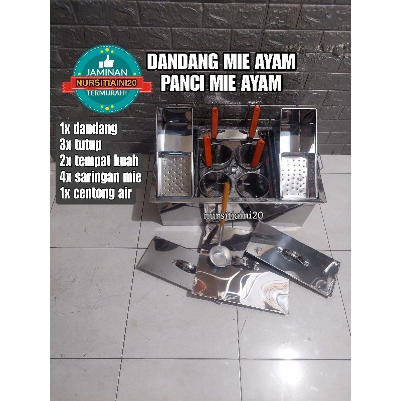 DANDANG MIE AYAM 4 LUBANG SET SARINGAN LENGKAP/PANCI MIE AYAM/TONG MIE AYAM MIE KOCOK