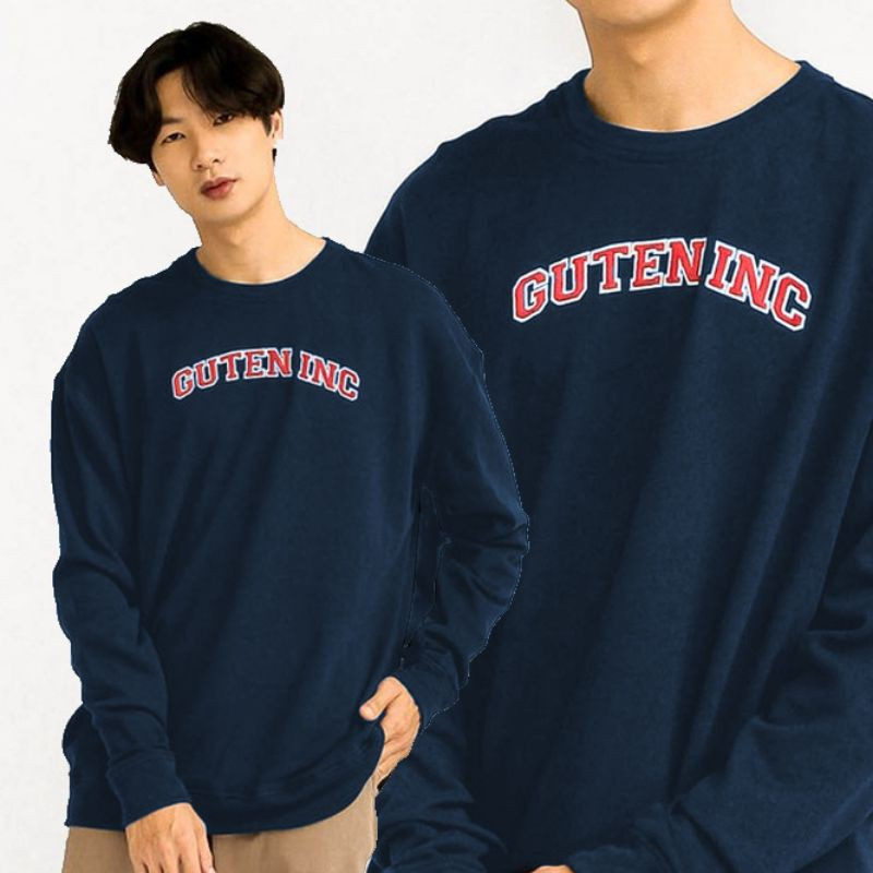 Guteninc  - Sweater Bordir Pria OG College Navy Red Crewneck