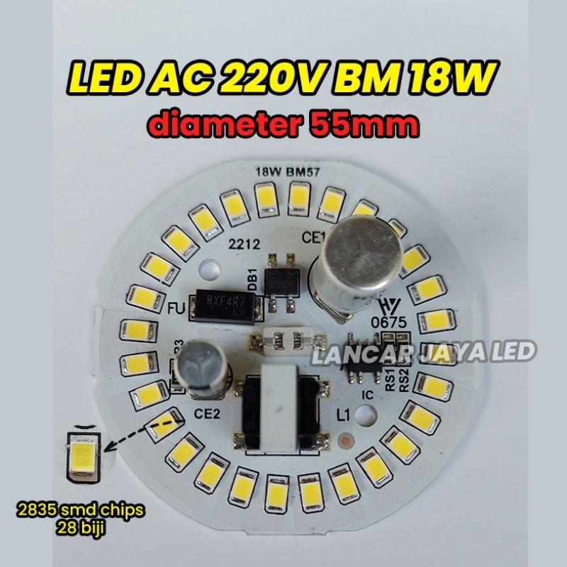 PCB LED AC BM 18W Sparepart Lampu