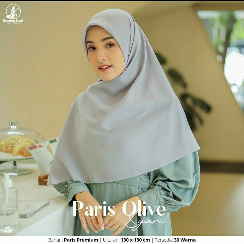 JILBAB SEGIEMPAT JUMBO SYARI PARIS OLIVE UMAMA