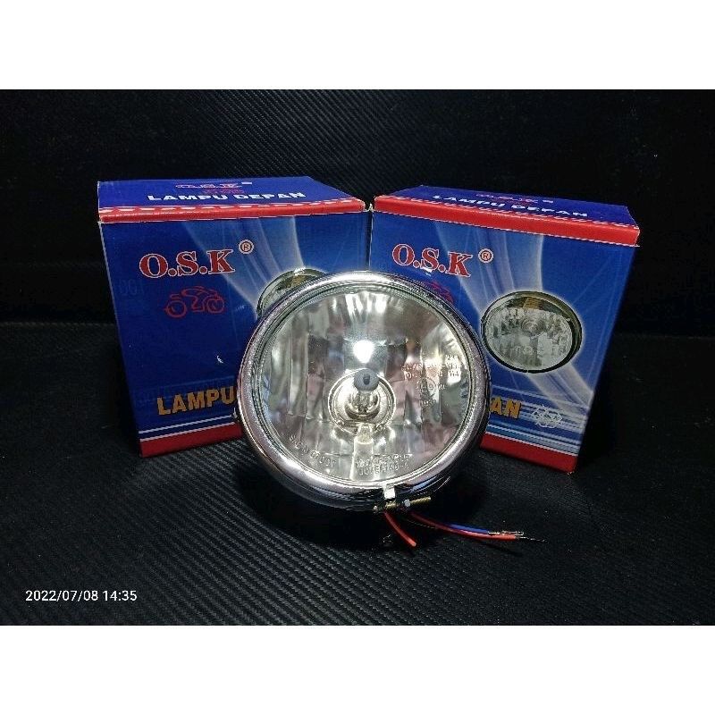 LAMPU DEPAN PESEK JUTE KACA BENING BATOK CHROME SET KUPINGAN AS 31 GL CB TIGER DAYMAKER 5,7