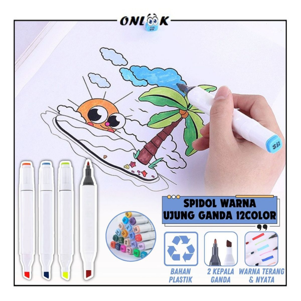 

Spidol Warna 2 Sisi Ujung Ganda Isi 12 Color / Highlighter Marker Pen 2IN1 / Pena Papan Tulis Untuk Mewarnai Penanda Kalimat Tulisan Penting / Perlengkapan Seni Lukis Alat Tulis Kantor Sekolah Anak