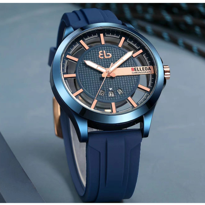 Jam Tangan Pria Belleda 9277 Strap Rubber Pria Anti Air 3atm Original Transparant Watches