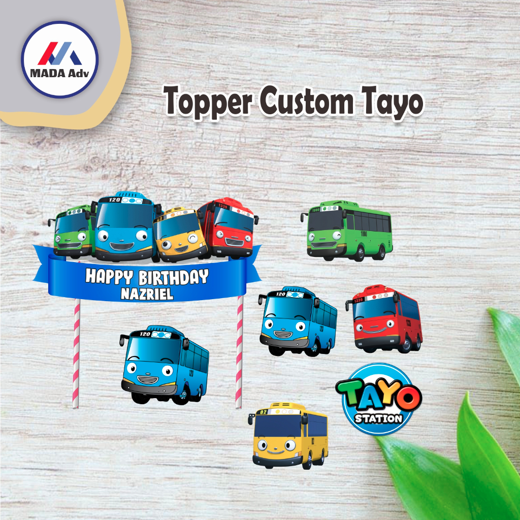 Topper Kue Tayo Bus Tayo/ Topper Kue Murah/ Topper Kue Nama & Foto / Topper Kue Karakter/ Topper Cus