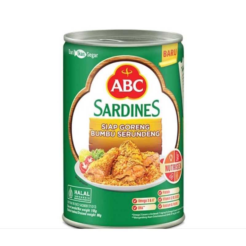 

ABC Sardines sarden siap goreng bumbu serundeng 155 gram free royco