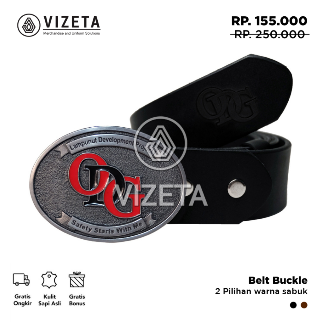 Kepala Sabuk ODG Souvenir Merchandise Perusahaan Gesper Cowok Genuine Leather Belt Buckle by Vizeta