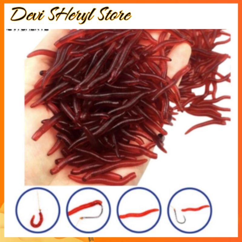 50 pcs cacing buatan/umpan mancing