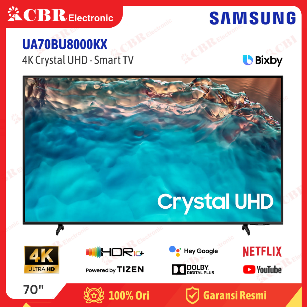 TV SAMSUNG 70 Inch LED 70BU8000KX (4K Crystal UHD-Smart TV)