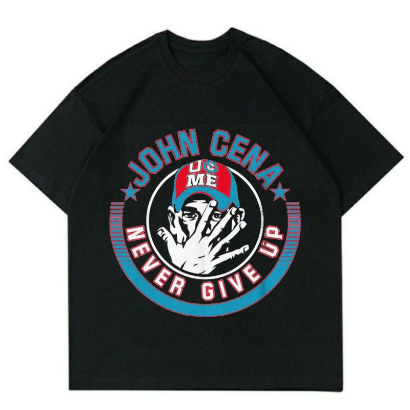 KAOS VINTAGE JOHN CENA | T-SHIRT NEVER GIVE UP JOHN CENA | KAOS HITAM PREMIUM OVERSIZE TERLARIS