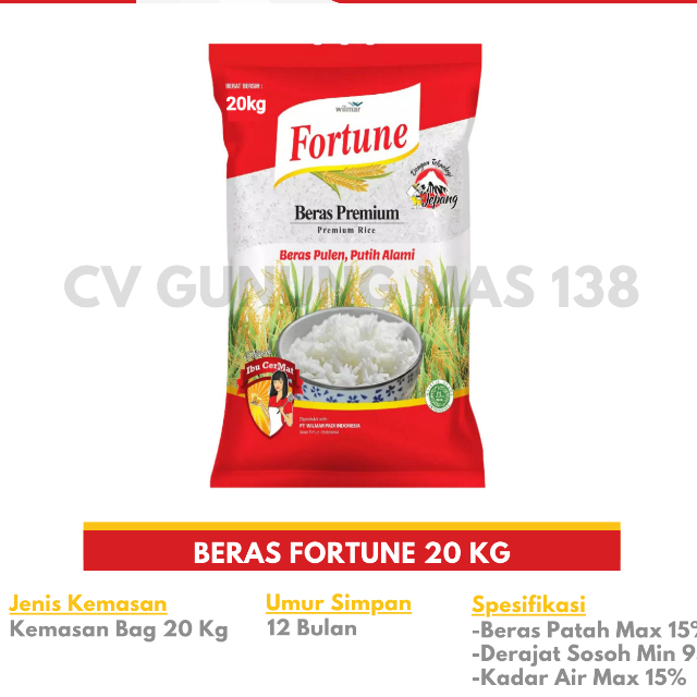 

PROMO!!! BERAS FORTUNE KEMASAN 20 KG