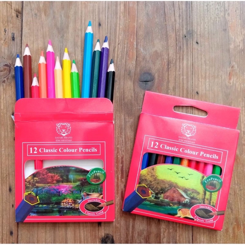 

(12 SET) Pensil Warna Safari 12w Kecil / Pensil Warna Pendek 12 Warna