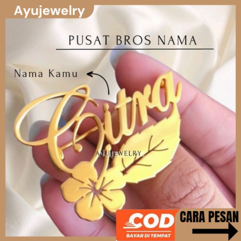Bros Daun Nama Bros Titanium Custom Tebal Premium