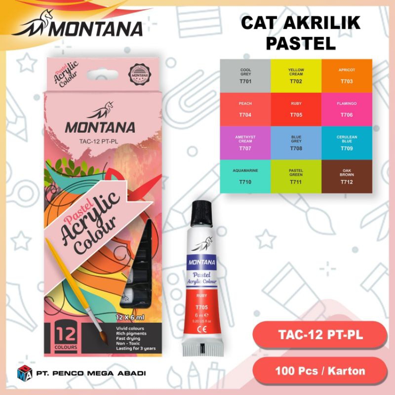 

MONTANA ACRYLIC COLOUR PASTEL 12 WARNA TAC-12PT-PL